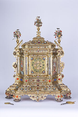 Tischprunkuhr, Augsburg, zwischen 1676 und 1683, Meister: David Buschmann Tischprunkuhr, Augsburg, zwischen 1676 und 1683, Meister: David Buschmann