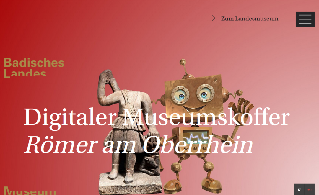 Screenschot der Startseite des Museumskofferns Römer am Oberrhein